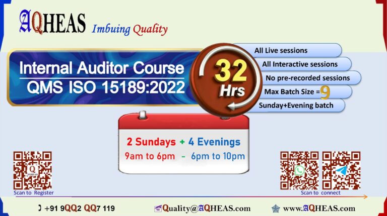 Internal Auditor course as per ISO 15189